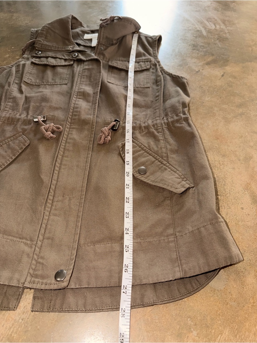 Sebby 100% Cotton Utility Cargo Vest Dark Olive Green Size M - Picture 8 of 11